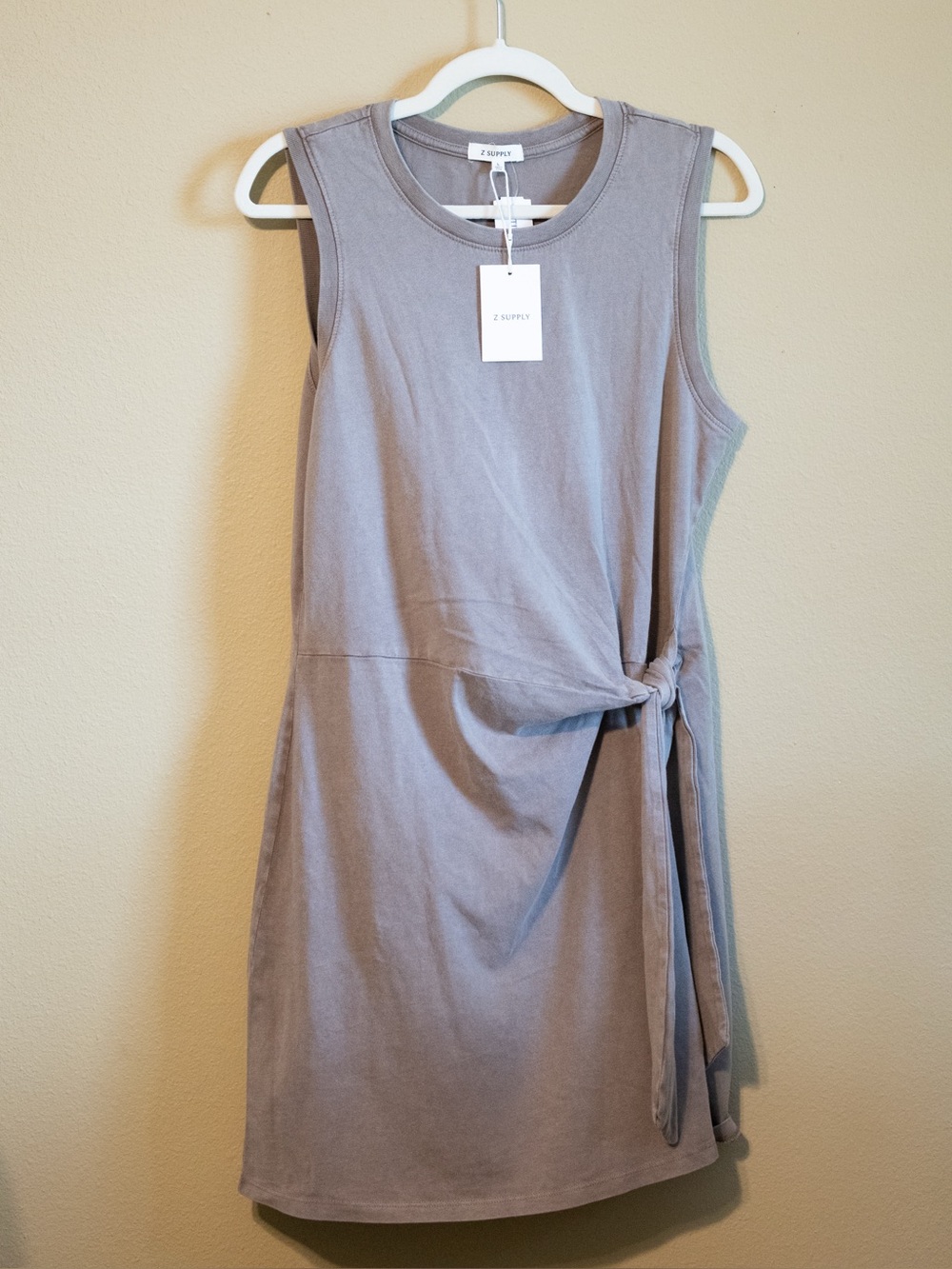 Z Supply NWT Taupe Tie Waist Sleeveless Dress Size Large